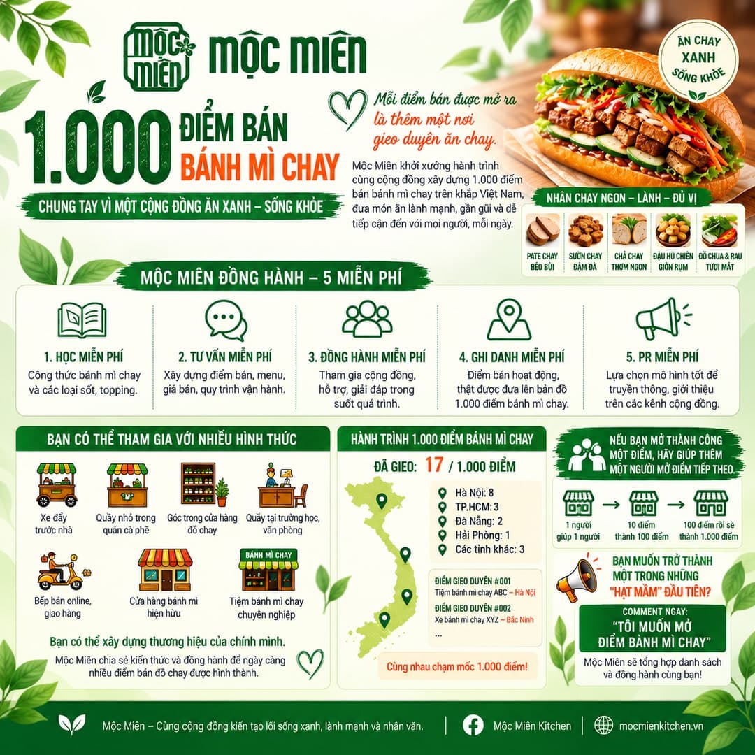 Chung tay xây dựng 1.000 điểm bánh mì chay | Mộc Miên Kitchen